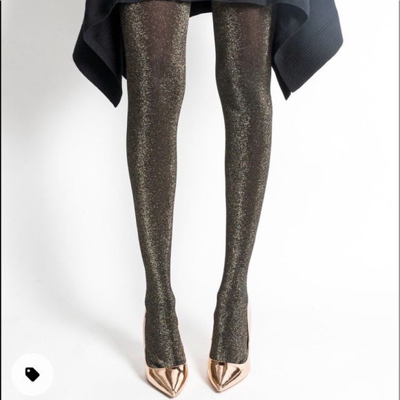 Zac Posen Accessories - NWOT Zac Posen Black & Gold Tights